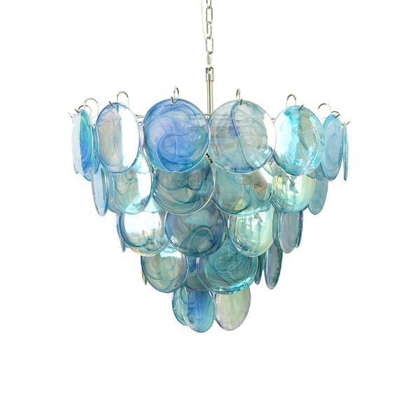 Elegant Blue Murano Disc Chandelier