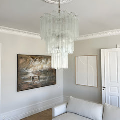 Elegant Transparent Murano Glass Tube Chandelier