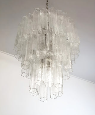 Elegant Transparent Murano Glass Tube Chandelier