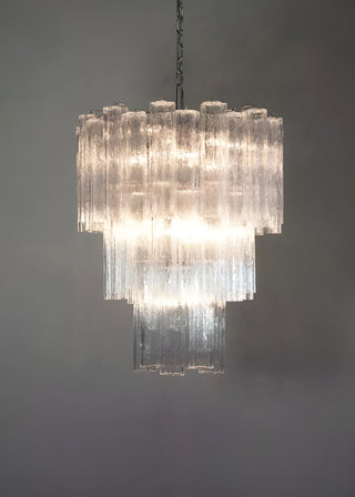 Elegant Transparent Murano Glass Tube Chandelier