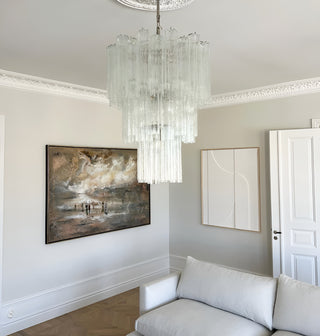 Elegant Transparent Murano Glass Tube Chandelier