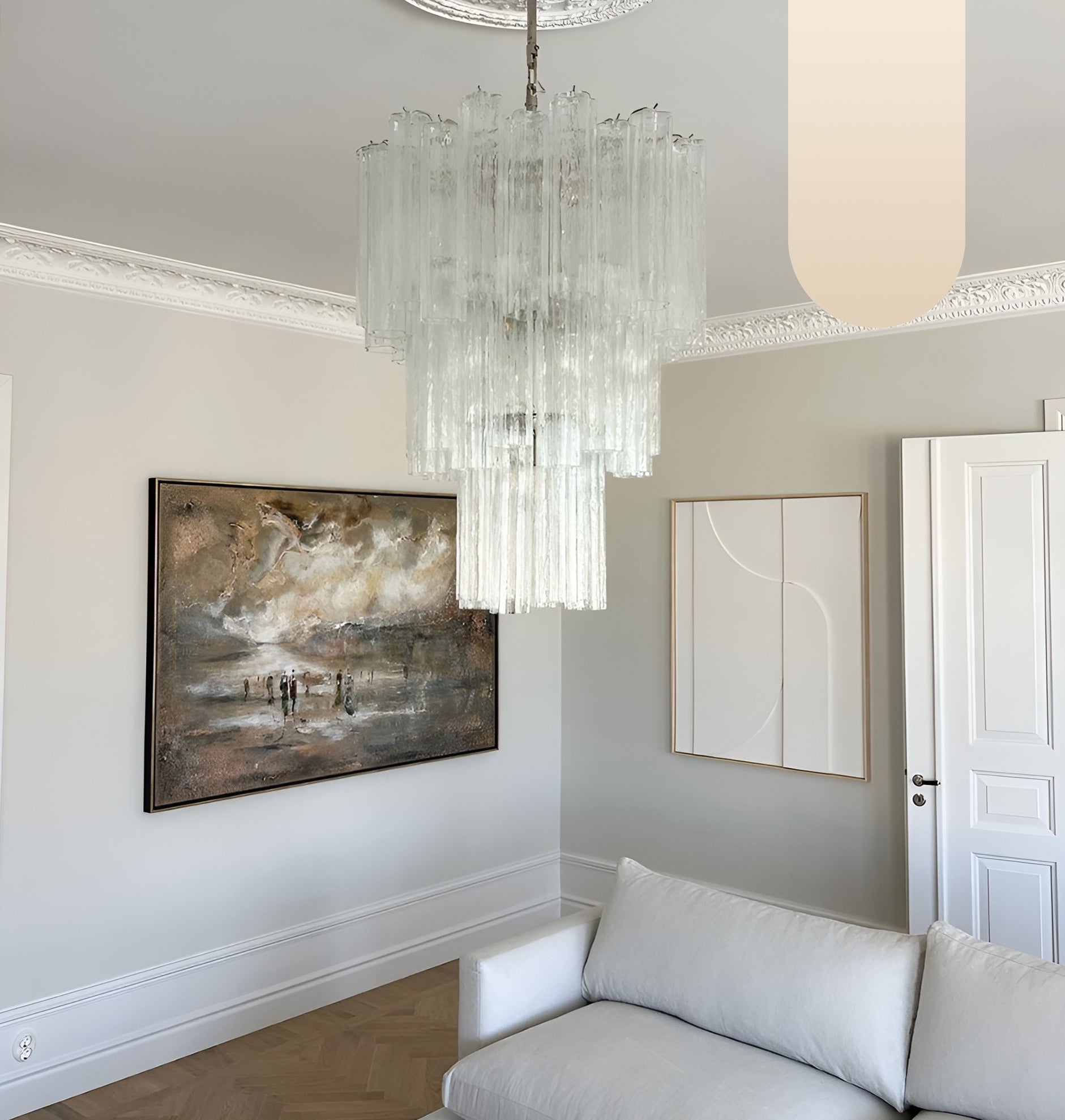 Elegant Transparent Murano Glass Tube Chandelier