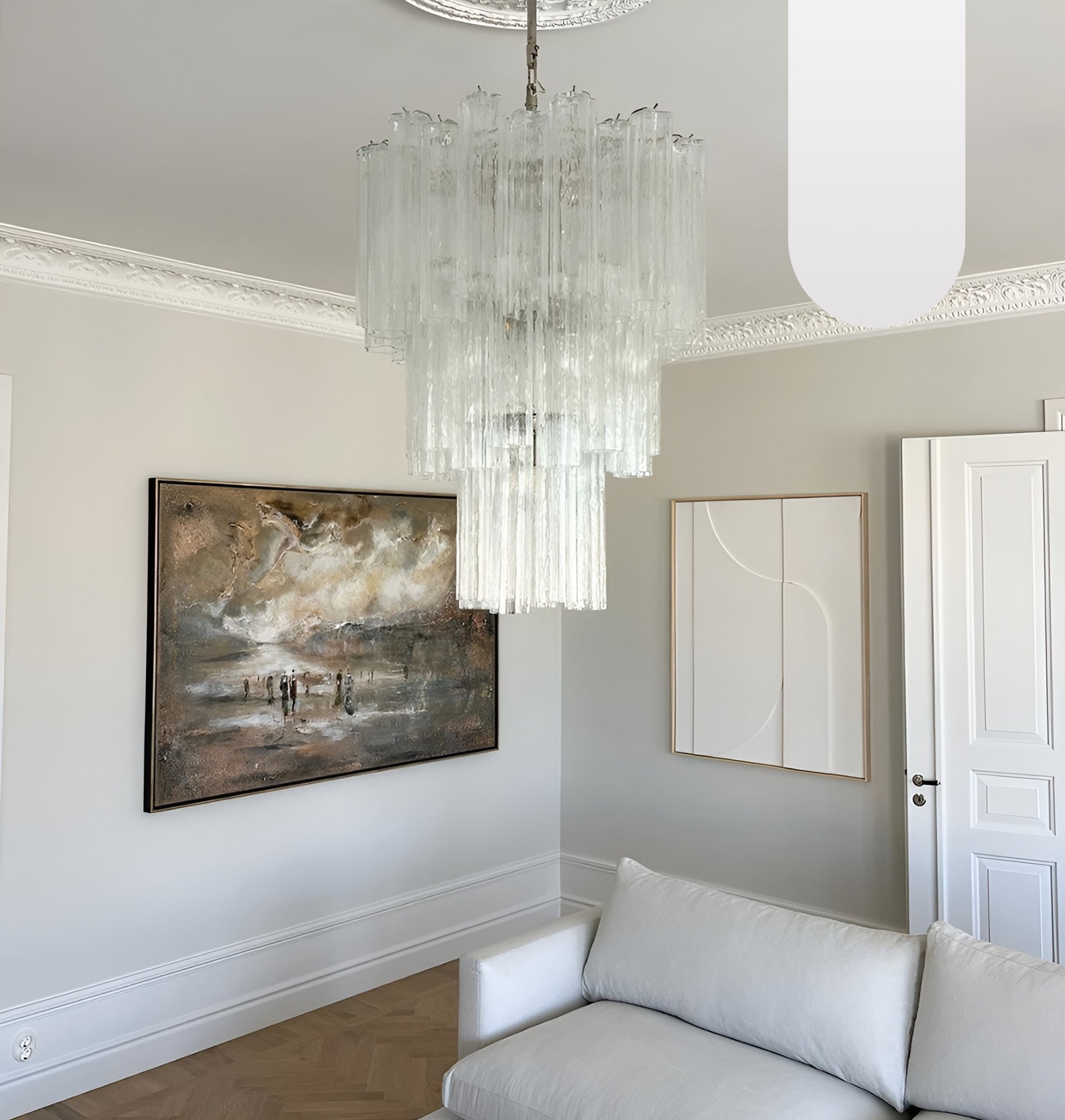 Elegant Transparent Murano Glass Tube Chandelier