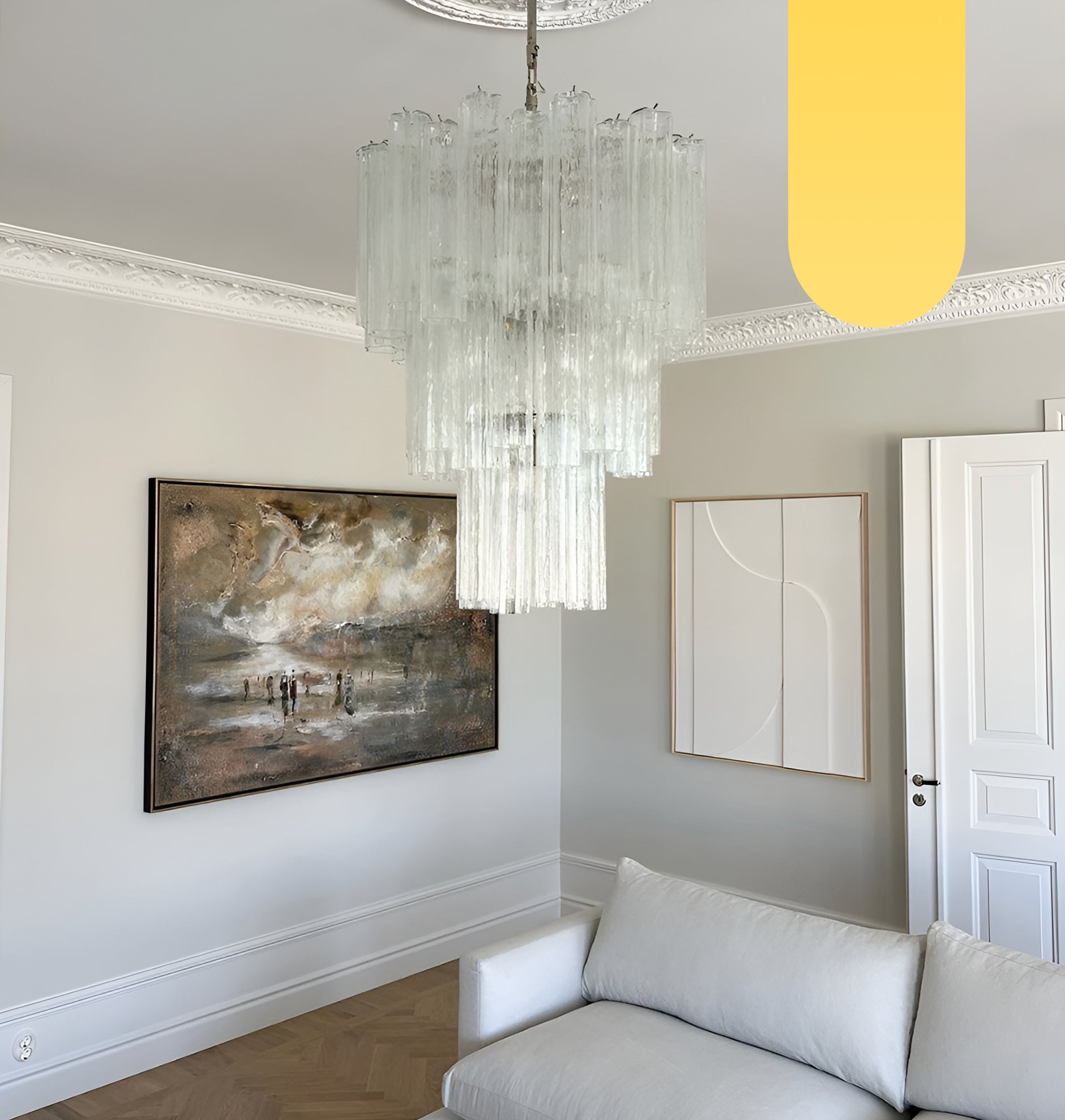 Elegant Transparent Murano Glass Tube Chandelier