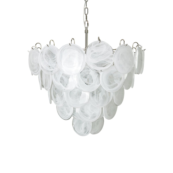 Elegant White Murano Disc Chandelier