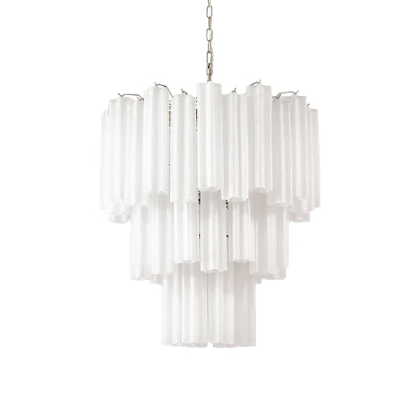 Elegant White Murano Glass Tube Chandelier