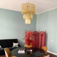 Elegant Yellow Murano Glass Tube Chandelier