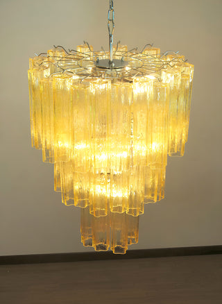 Elegant Yellow Murano Glass Tube Chandelier