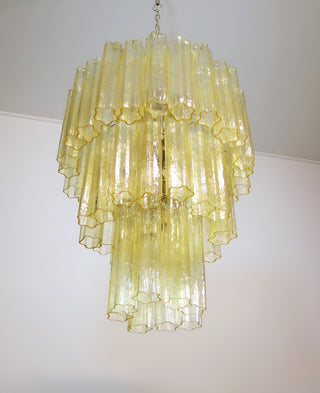 Elegant Yellow Murano Glass Tube Chandelier