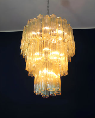 Elegant Yellow Murano Glass Tube Chandelier