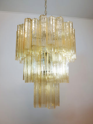 Elegant Yellow Murano Glass Tube Chandelier