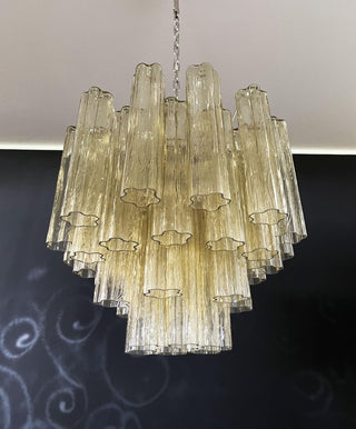 Fantastic Murano Amber Glass Tube Chandelier