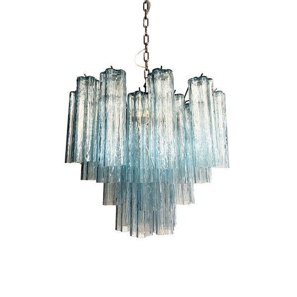 Fantastic Murano Blue Glass Tube Chandelier