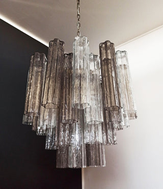 Fantastic Murano Smoked Glass Tube Chandelier