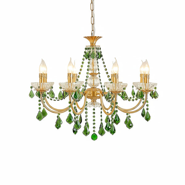 French Retro Green Crystal Chandelier