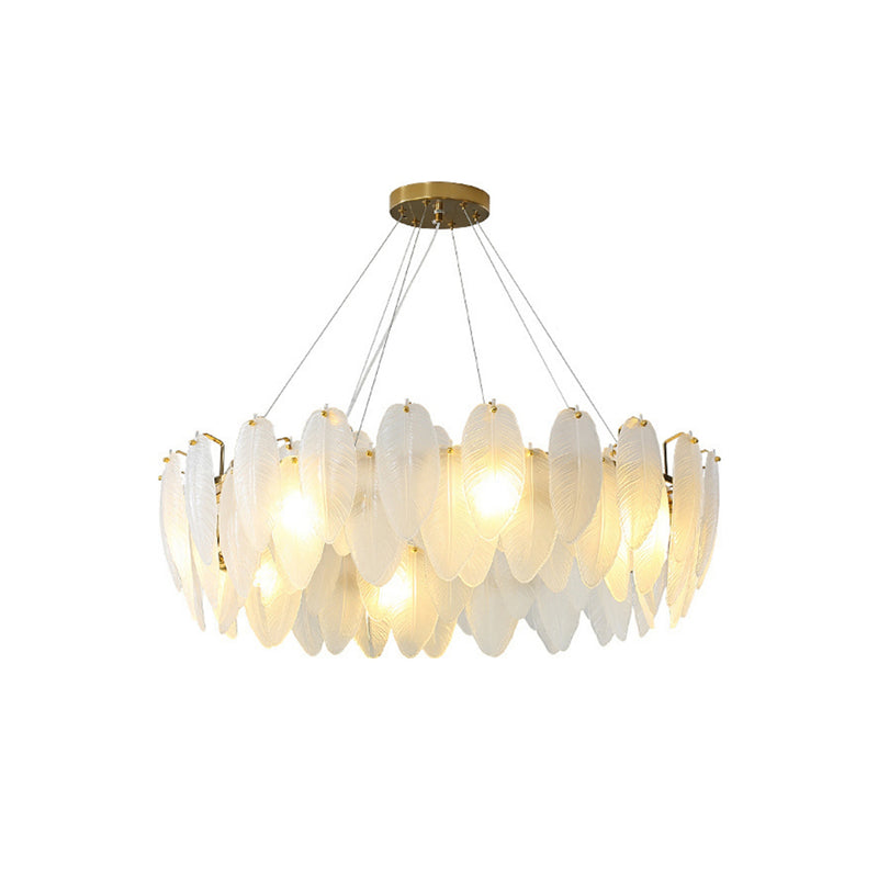Glass Frosted Feather Chandelier | Korewolamp