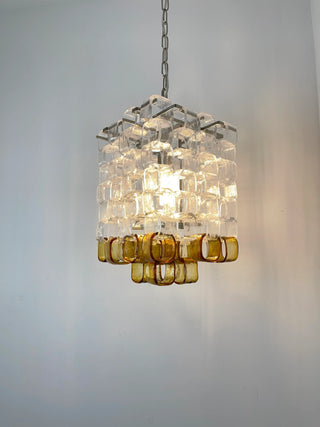 Glass Ice Cubes Transparent Amber Chandelier