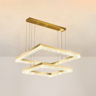 Gold Square Crystal LED Chandelier