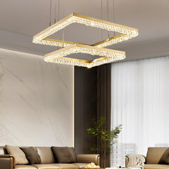 Gold Square Crystal Chandelier