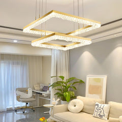 Gold Square Crystal Chandelier