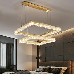 Gold Square Crystal Chandelier