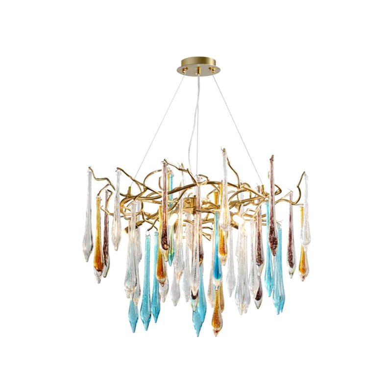 Gold Round Teardrop Chandelier | Korewolamp