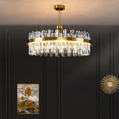 Golden Round Crystal Chandelier