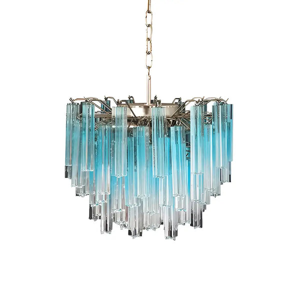 Gorgeous Murano Quadriedri Prisms Blue Chandelier