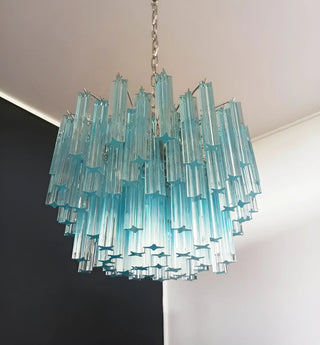 Gorgeous Murano Quadriedri Prisms Blue Chandelier