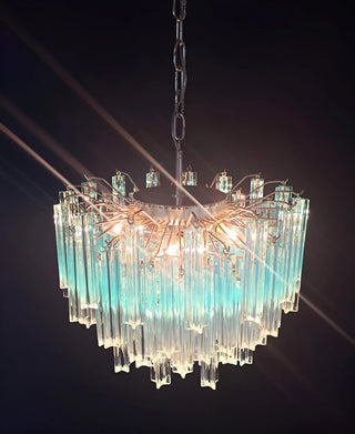 Gorgeous Murano Quadriedri Prisms Blue Chandelier