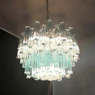 Gorgeous Murano Quadriedri Prisms Blue Chandelier