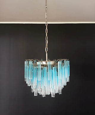 Gorgeous Murano Quadriedri Prisms Blue Chandelier