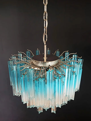 Gorgeous Murano Quadriedri Prisms Blue Chandelier