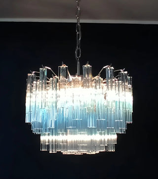 Gorgeous Murano Quadriedri Prisms Blue Chandelier