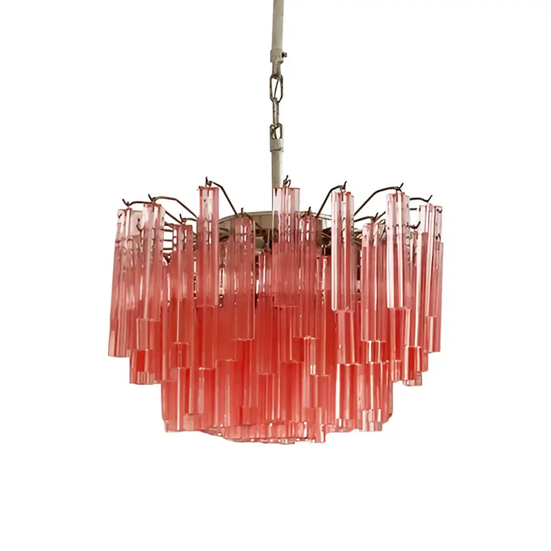 Gorgeous Murano Quadriedri Prisms Pink Chandelier | Korewolamp