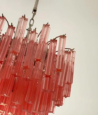 Gorgeous Murano Quadriedri Prisms Pink Chandelier