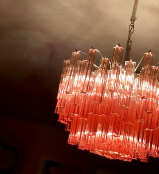 Gorgeous Murano Quadriedri Prisms Pink Chandelier