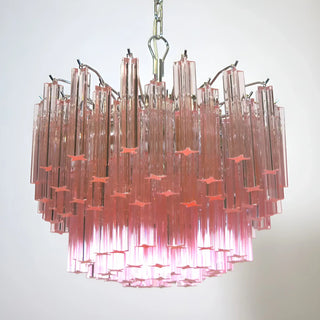 Gorgeous Murano Quadriedri Prisms Pink Chandelier