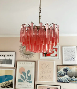 Gorgeous Murano Quadriedri Prisms Pink Chandelier