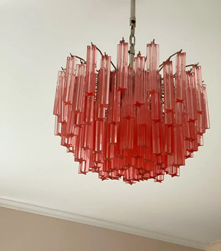 Gorgeous Murano Quadriedri Prisms Pink Chandelier