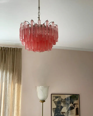 Gorgeous Murano Quadriedri Prisms Pink Chandelier