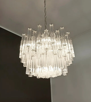 Gorgeous Murano Quadriedri Prisms Transparent Chandelier