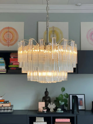 Gorgeous Murano Quadriedri Prisms Transparent Chandelier