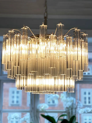 Gorgeous Murano Quadriedri Prisms Transparent Chandelier