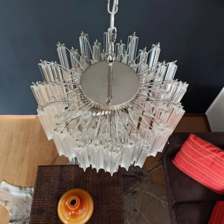 Gorgeous Murano Quadriedri Prisms Transparent Chandelier