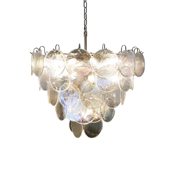 Elegant Murano Disc Iridescent Chandelier