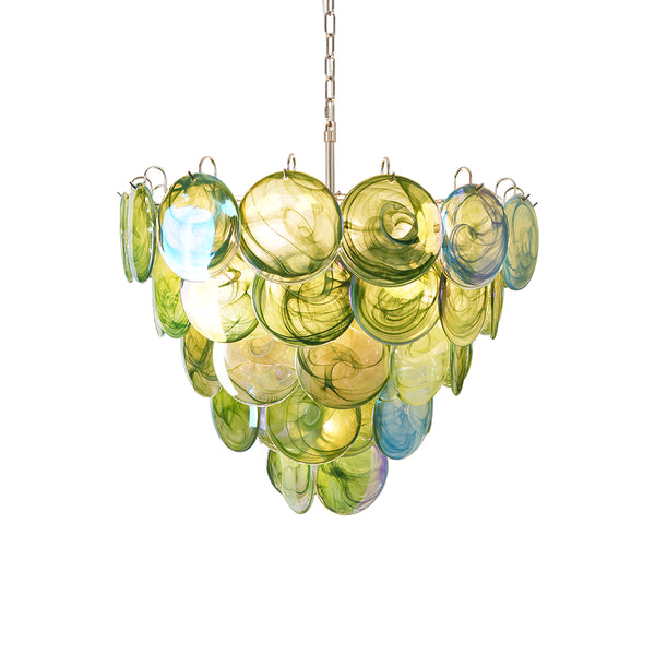 Elegant Green Murano Disc Chandelier