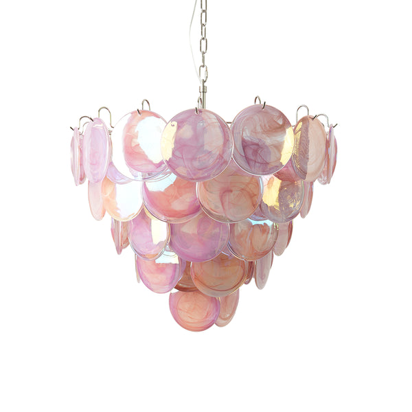 Elegant Pink Murano Disc Chandelier