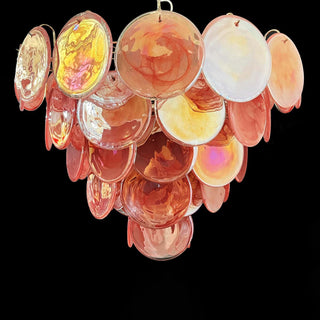 Elegant Pink Murano Iridescent Disc Chandelier