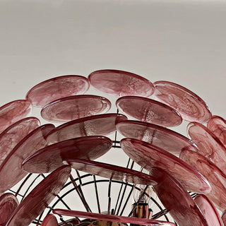 Elegant Pink Murano Iridescent Disc Chandelier